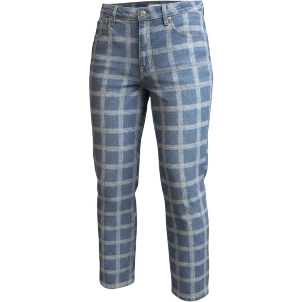 Nordstrom BP High Waist Relaxed Straight Leg Windowpane Plaid Jeans